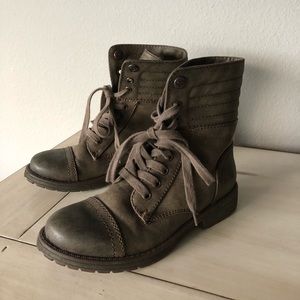 Brown combat boots